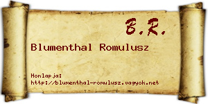 Blumenthal Romulusz névjegykártya